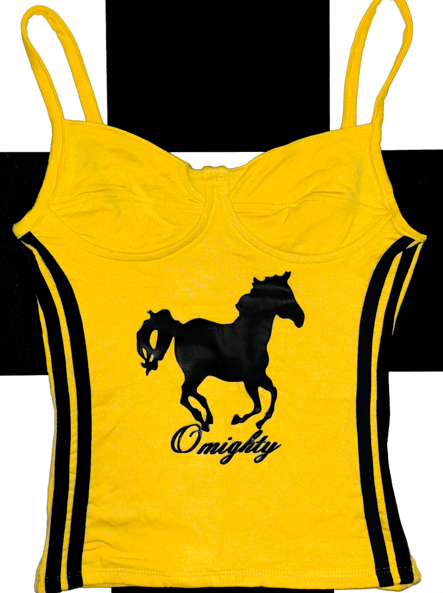 o'mighty HORSE LOGO CORSET CAMI IN YELLOW