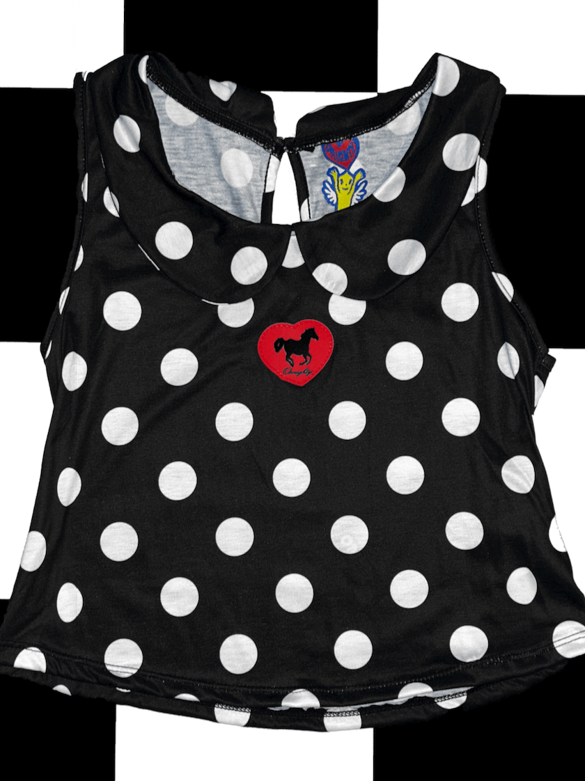 o'mighty HORSE PETERPAN TOP IN BLACK POLKA