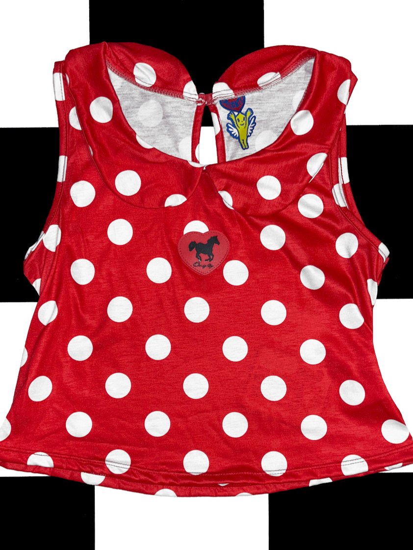 o'mighty HORSE PETERPAN TOP IN RED POLKA