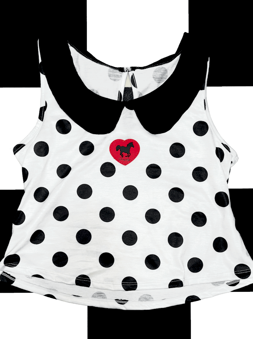o'mighty HORSE PETERPAN TOP IN WHITE POLKA