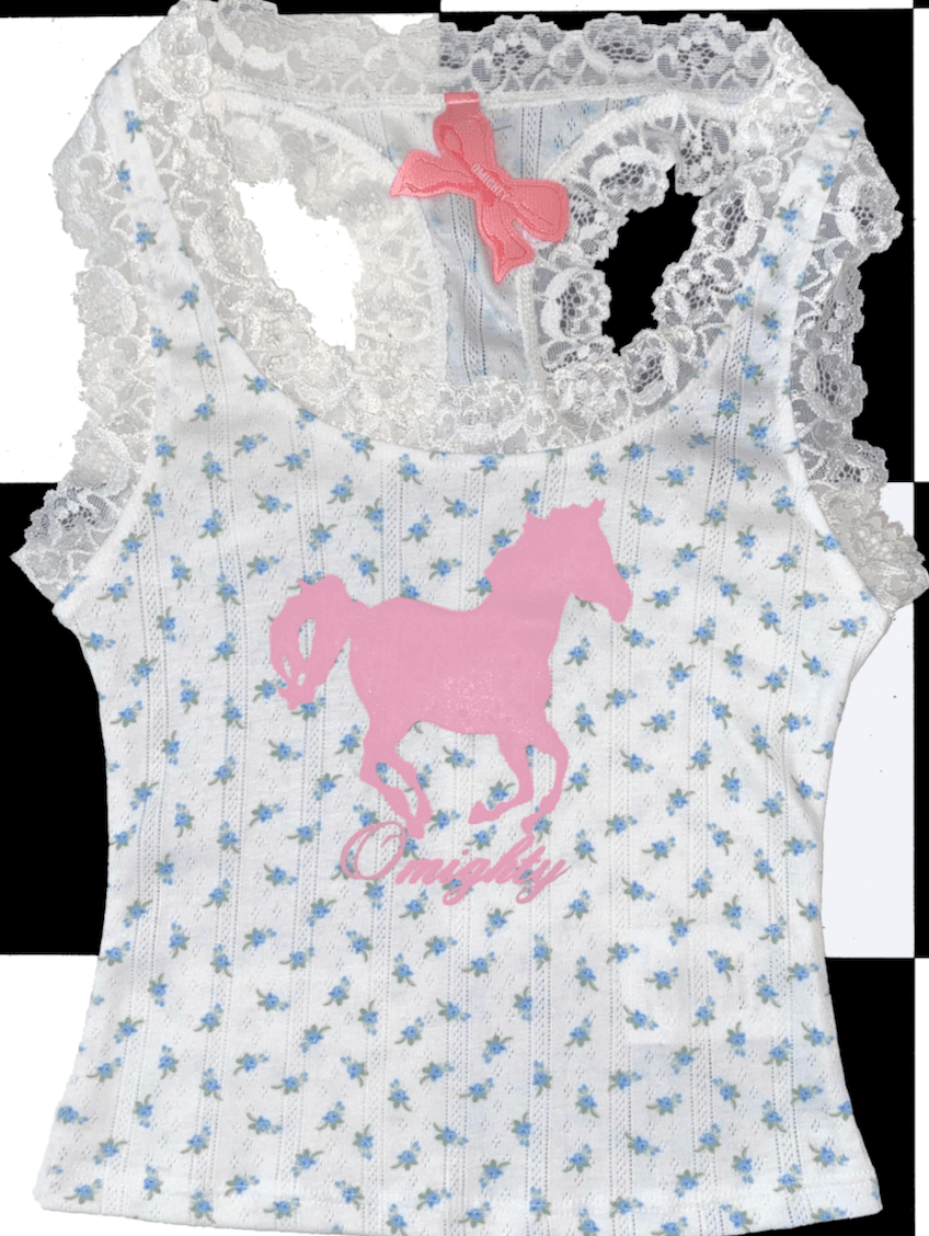 o'mighty HORSE POINTELLE CAMI IN BLUE FLORAL