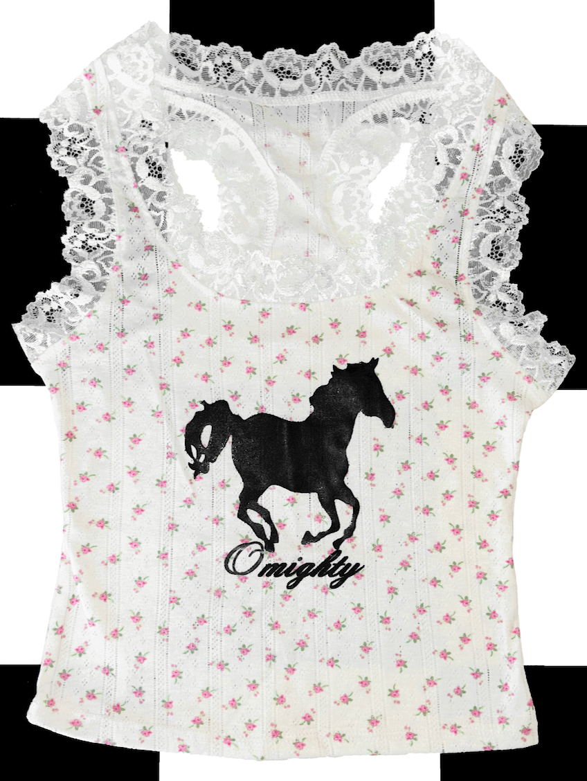 o'mighty HORSE POINTELLE CAMI IN PINK FLORAL