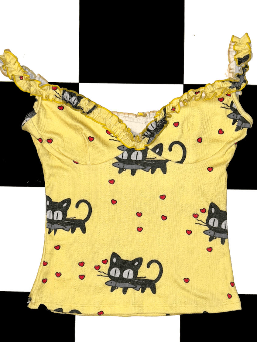 o'mighty HUNGRY KITTY POINTELLE TOP IN BUTTER