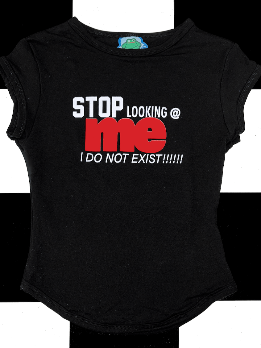 o'mighty I DO NOT EXIST BABY TEE IN BLACK