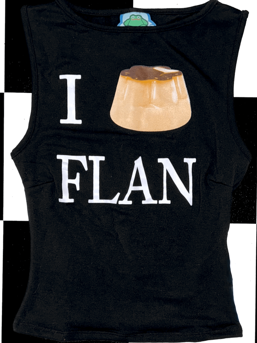 o'mighty I LOVE FLAN FITTED TOP IN BLACK