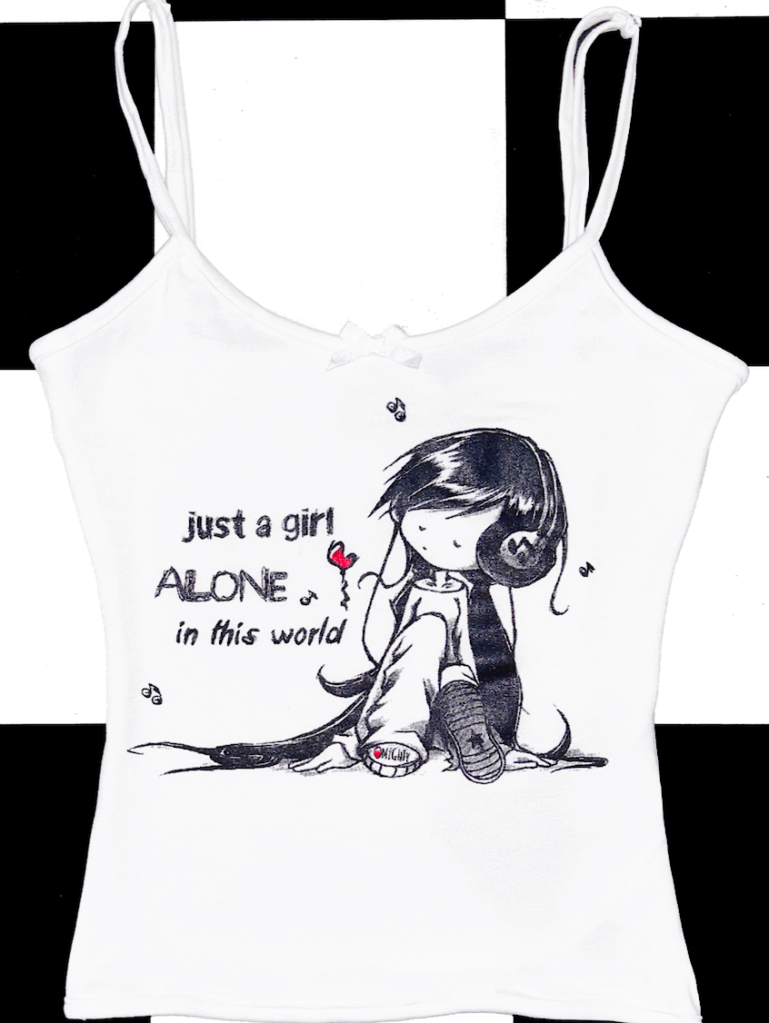 o'mighty JUST A GIRL FITTED TANK IN WHITE