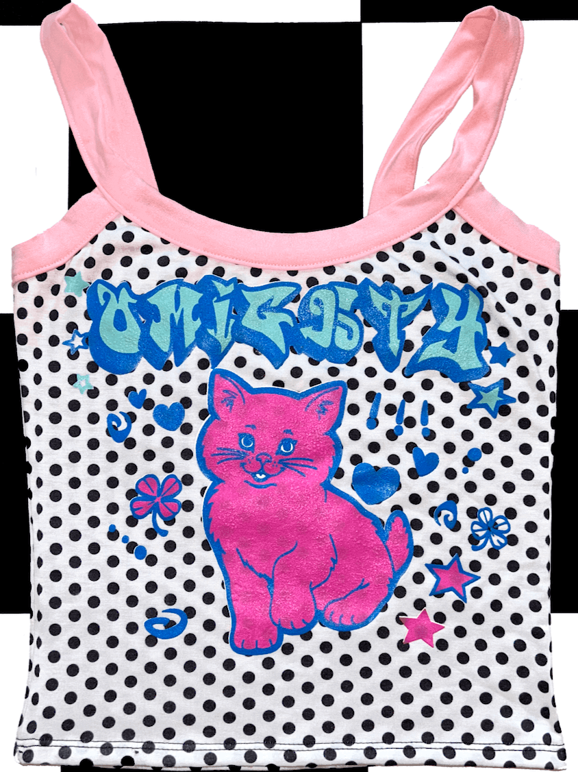 o'mighty KITTY LOGO CAMI IN POLKA