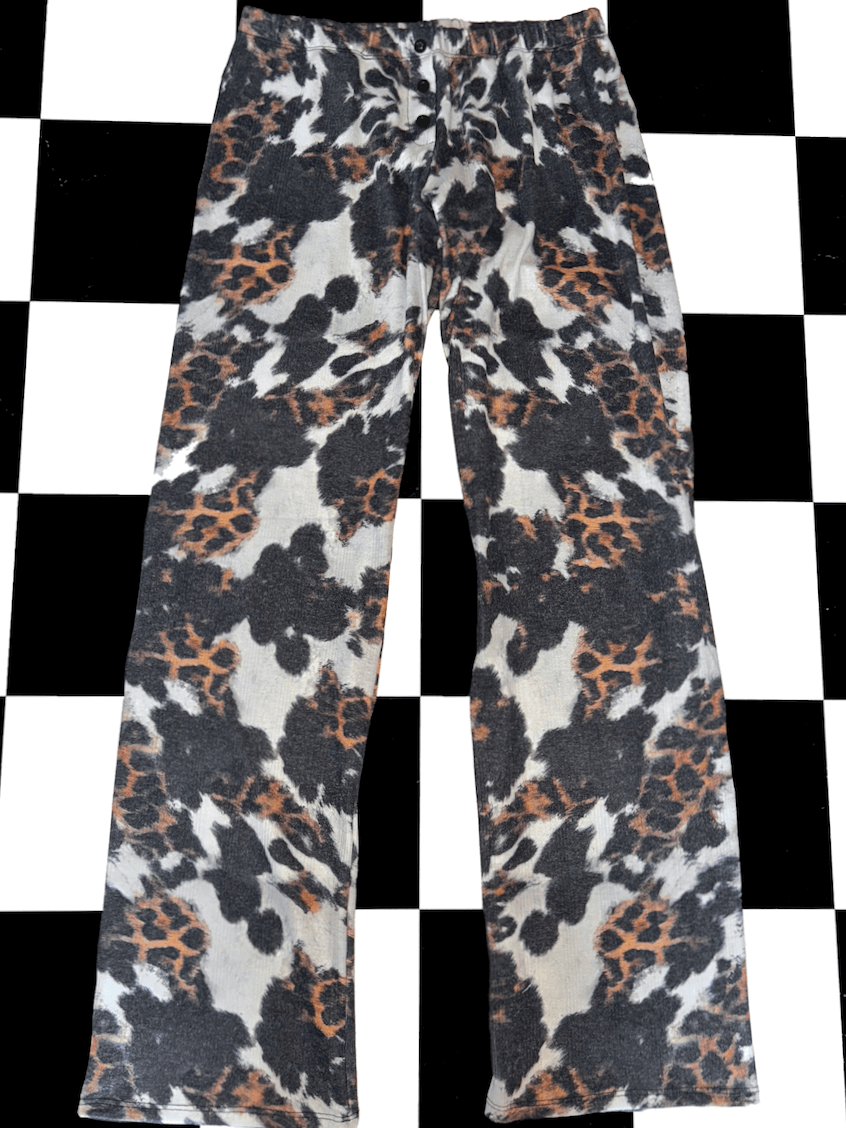 o'mighty LEOPARD COW PRINT POINTELLE PANT