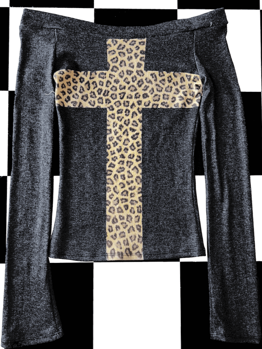 o'mighty LEOPARD CROSS OFF SHOULDER IN BLACK