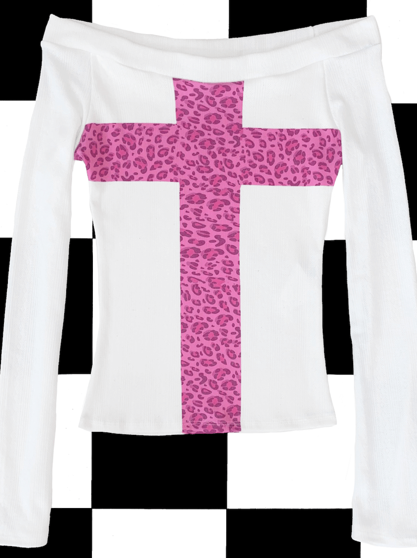 o'mighty LEOPARD CROSS OFF SHOULDER IN WHITE