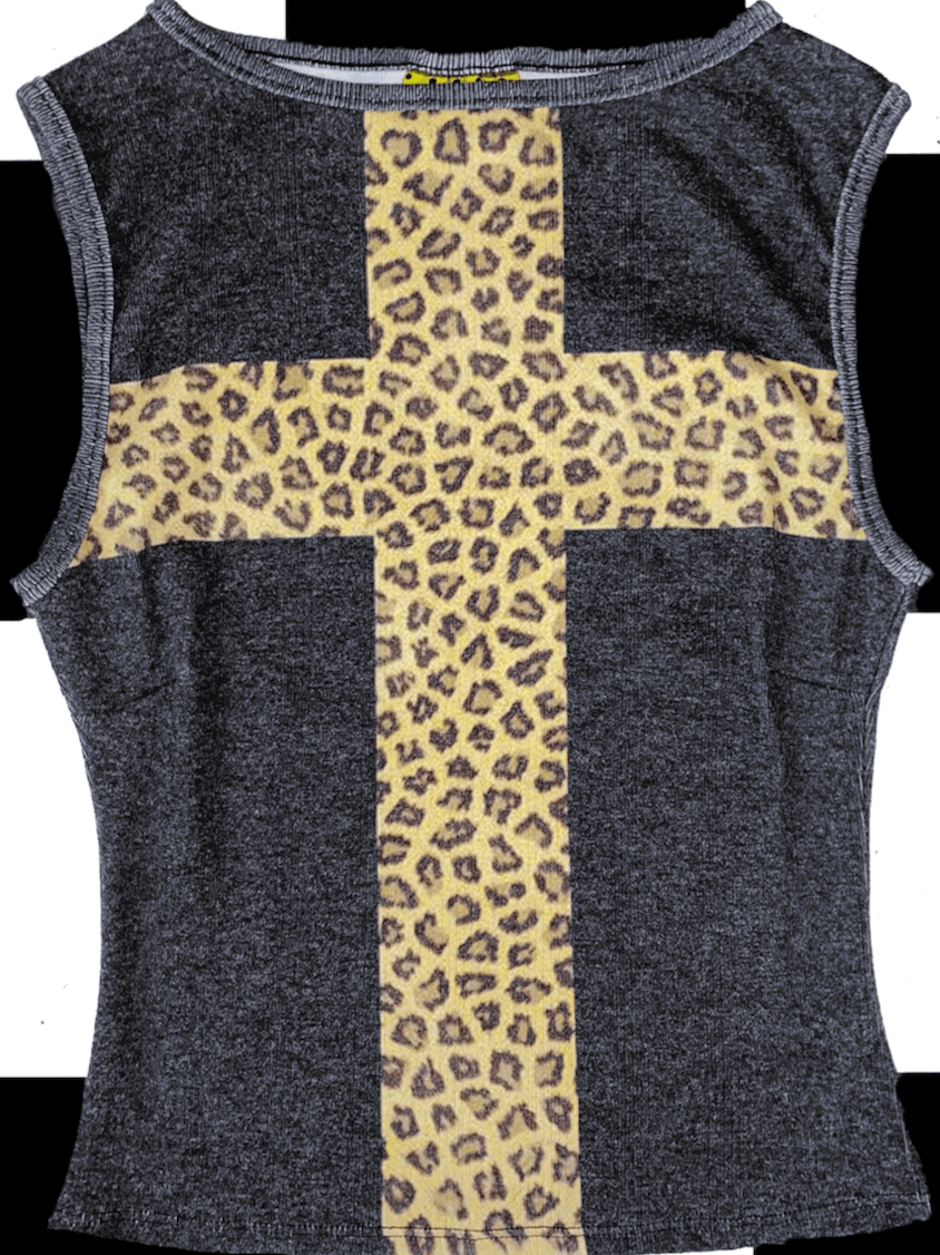 o'mighty LEOPARD CROSS POINTELLE TANK