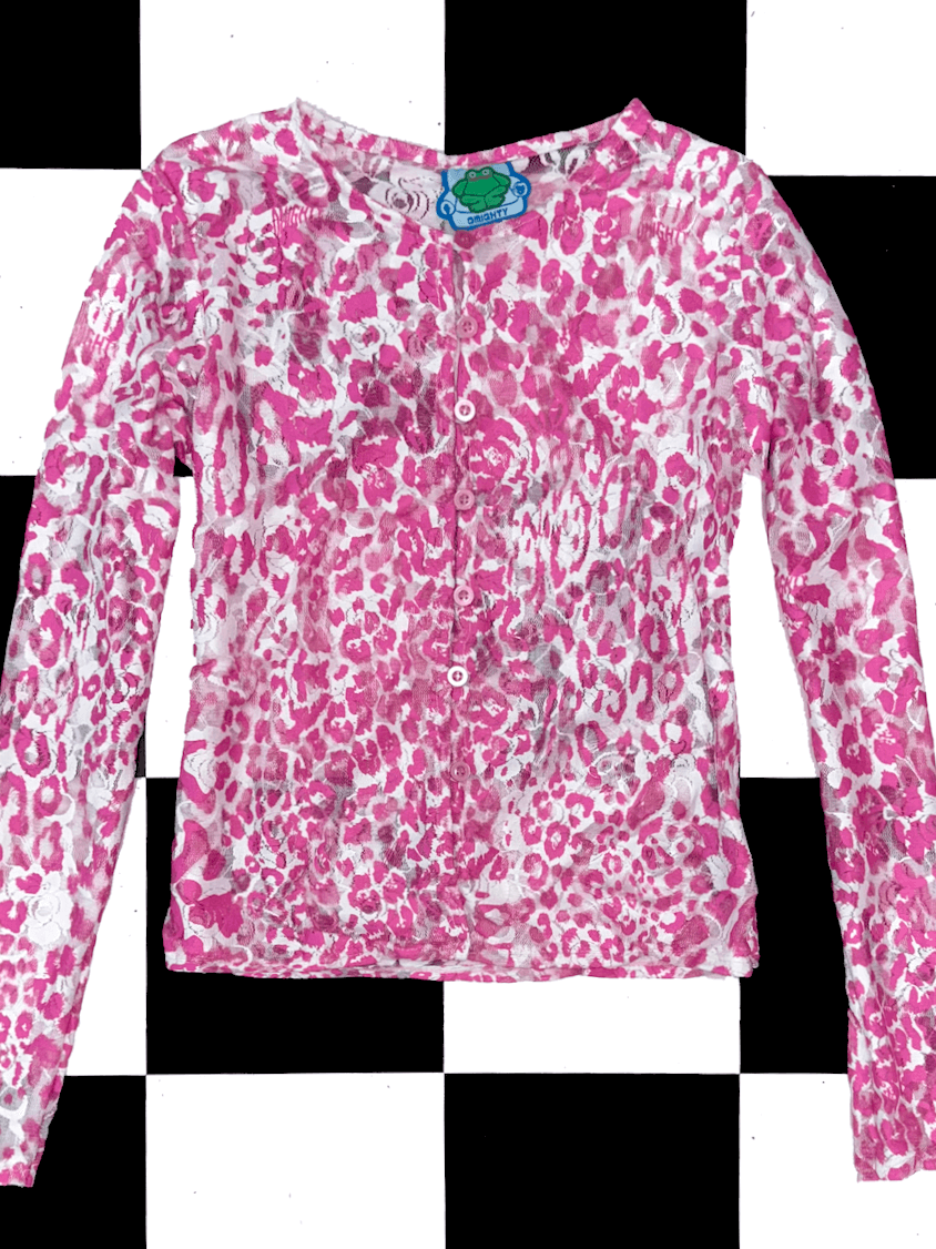 o'mighty LEOPARD LACE CARDIGAN IN PINK