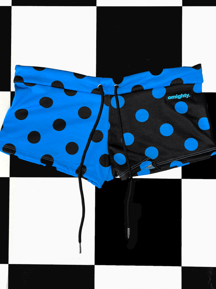 o'mighty LOGO BOYSHORT IN BLUE POLKA