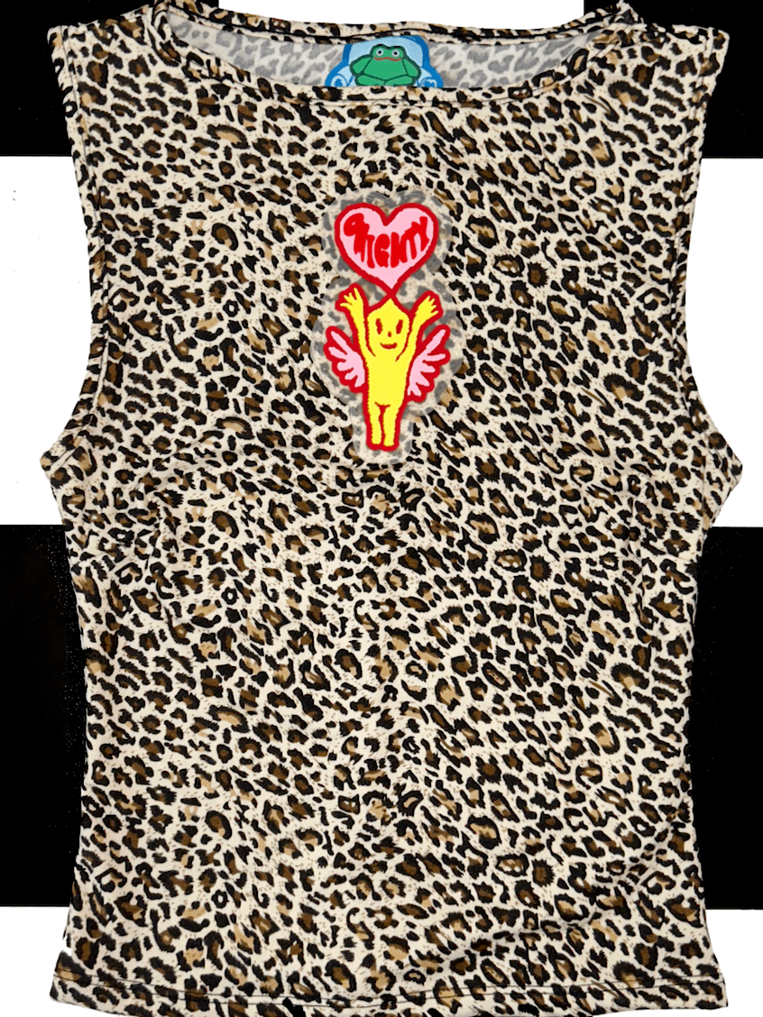o'mighty LOGO FITTED TANK IN SMALL LEOPARD