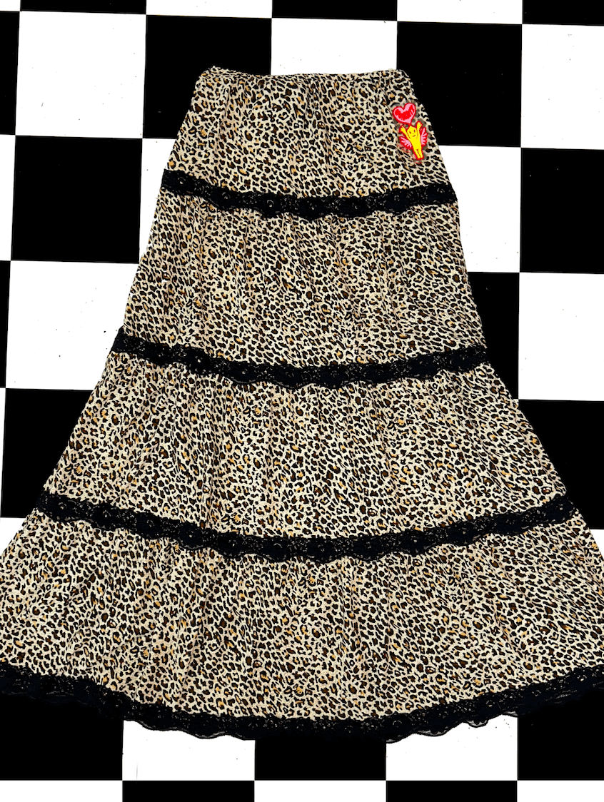 o'mighty LOGO LONG SKIRT IN SMALL LEOPARD