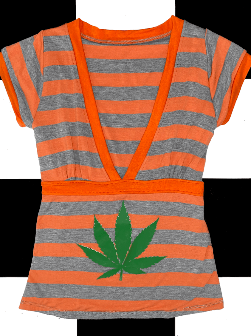 o'mighty MARIJUANA VNECK IN ORANGE STRIPES