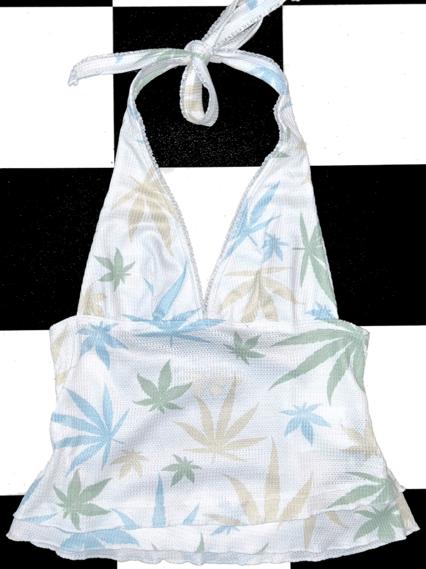 o'mighty MARIJUANA WAFFLE HALTER TOP