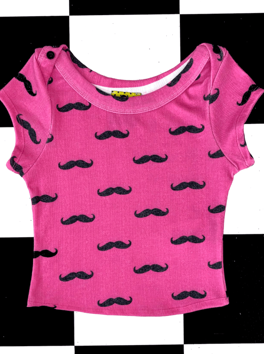 o'mighty MOUSTACHE BABY TEE IN PINK