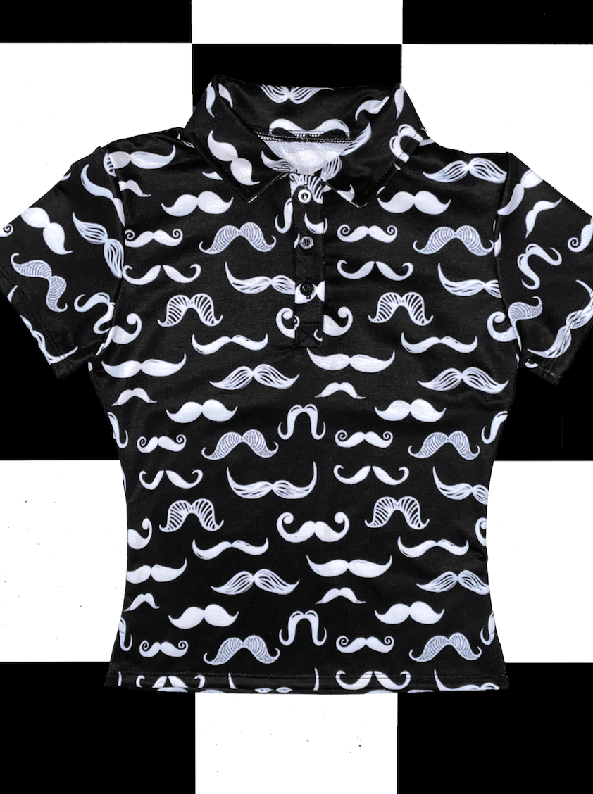 o'mighty MOUSTACHE POLO IN BLACK