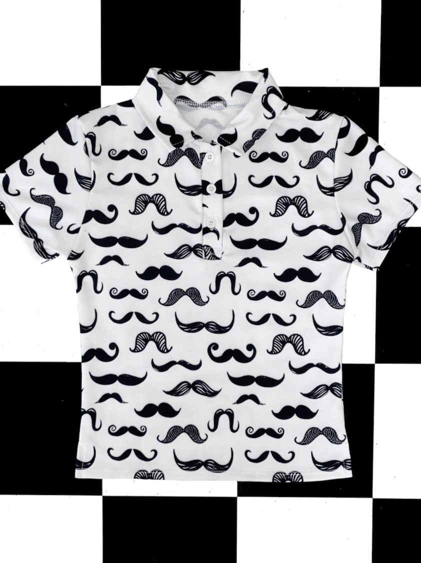 o'mighty MOUSTACHE POLO IN WHITE