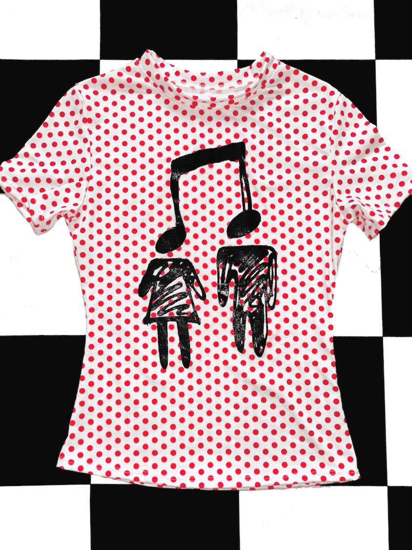 o'mighty MUSIC LOVERS TEE IN RED POLKA