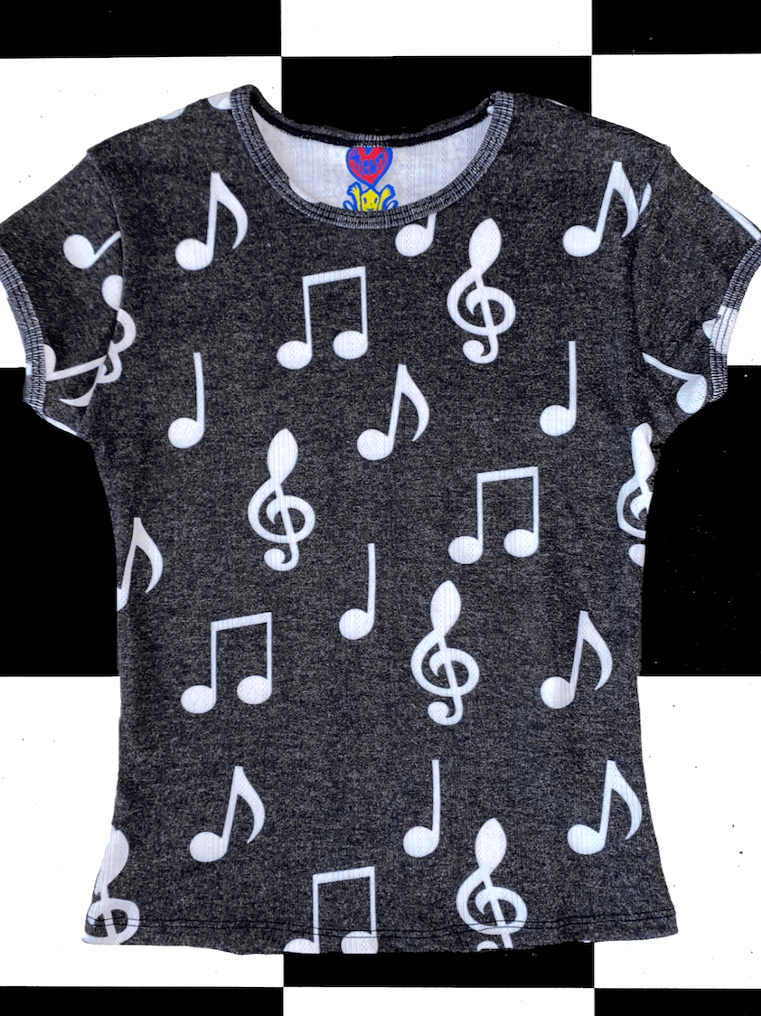 o'mighty MUSIC POINTELLE TEE IN BLACK