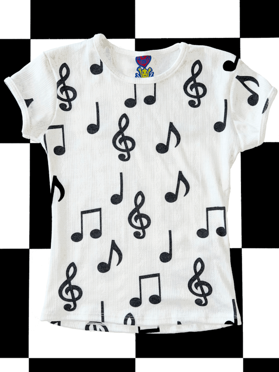 o'mighty MUSIC POINTELLE TEE IN WHITE