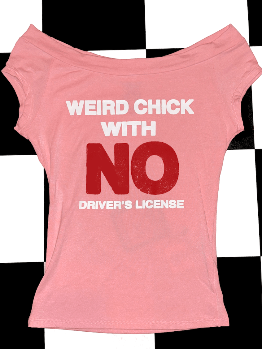 o'mighty NO DRIVERS LICENSE BOATNECK TOP