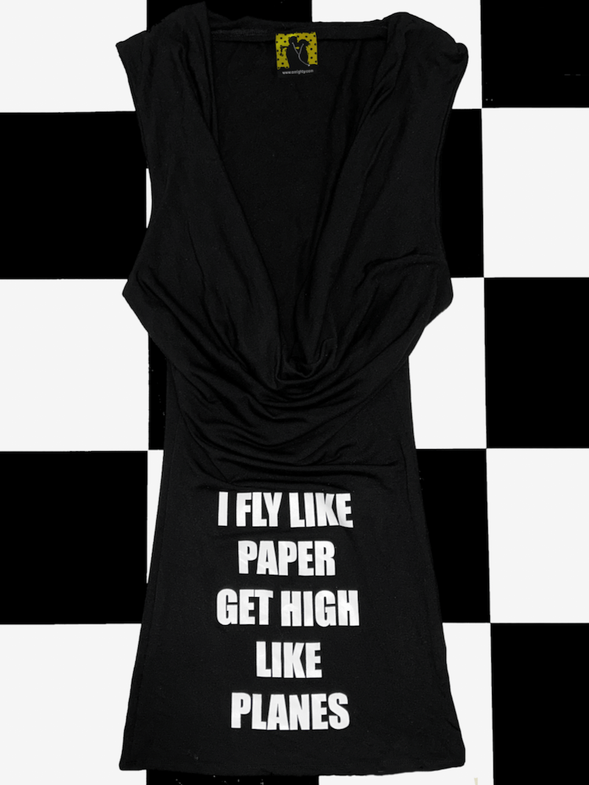 o'mighty PAPER PLANES COWL NECK DRESS IN BLACK