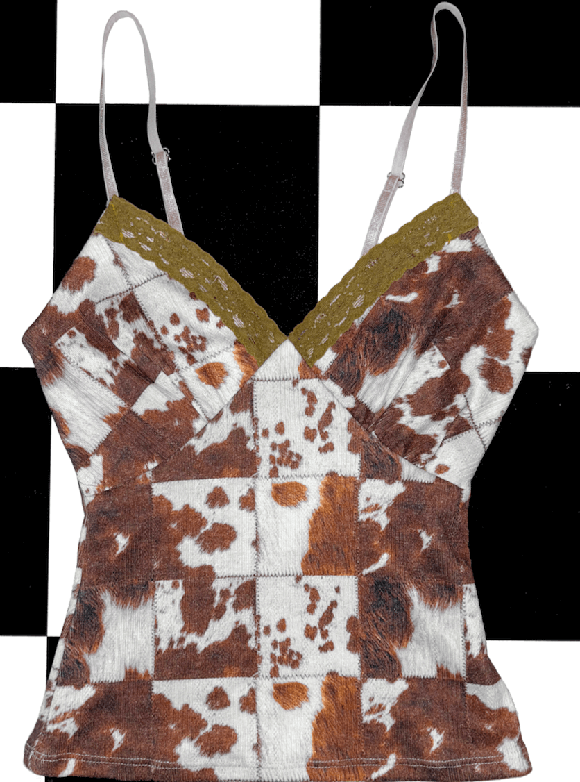 o'mighty PATCHWORK COW POINTELLE CAMI