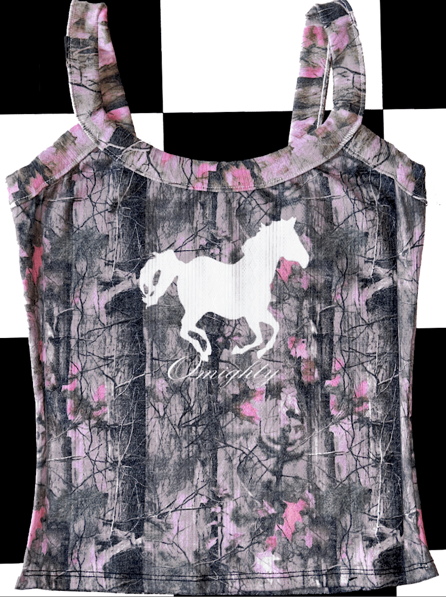 o'mighty PINK CAMO POINTELLE TANK
