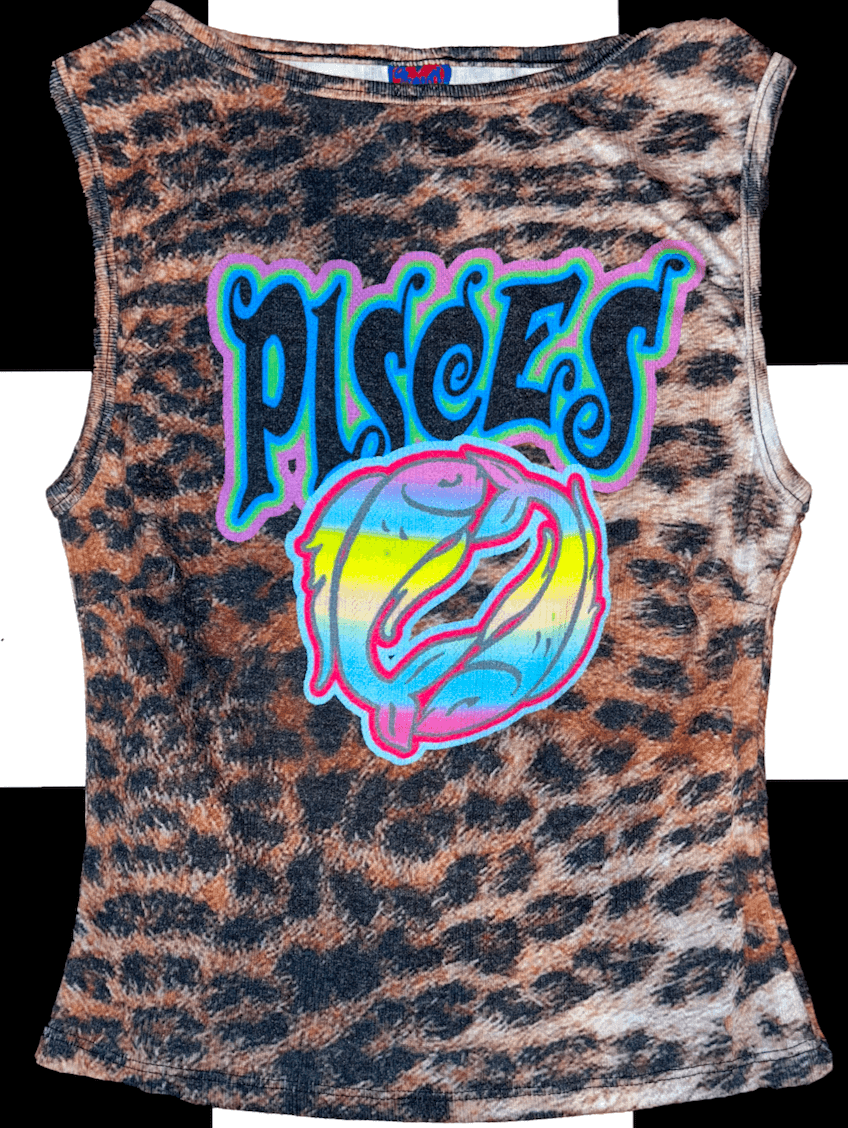 o'mighty PISCES LEOPARD POINTELLE TANK