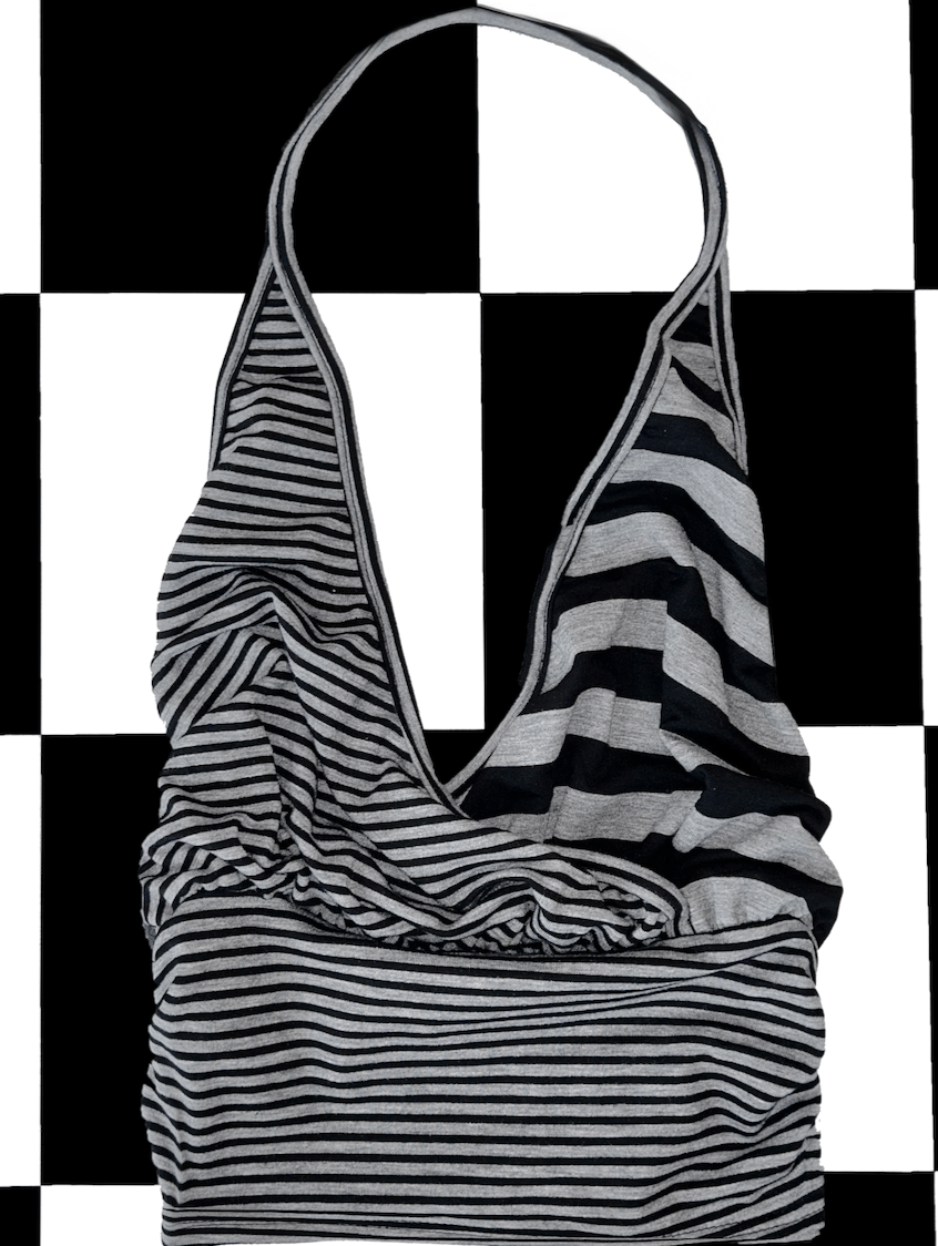 o'mighty PLUNGE HALTER IN GREY STRIPES