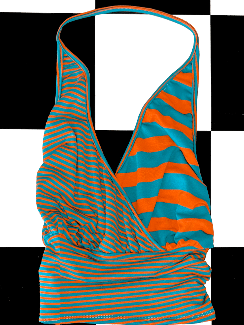 o'mighty PLUNGE HALTER IN ORANGE STRIPES