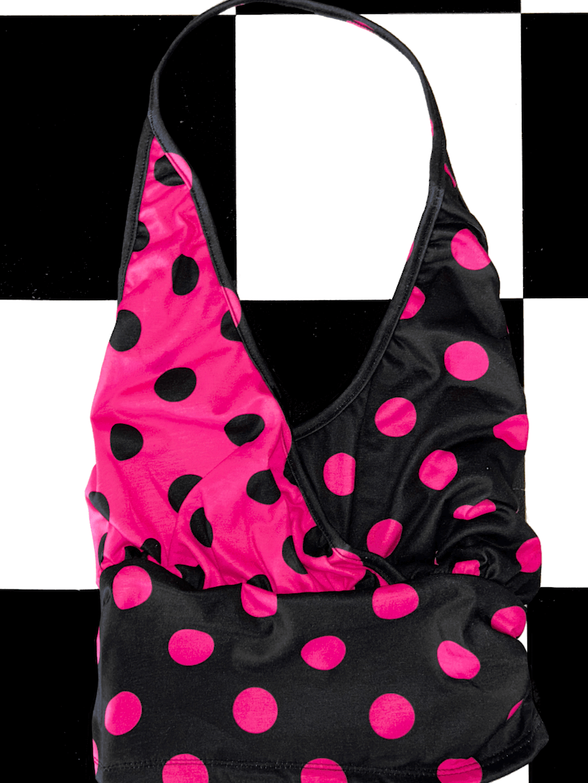 o'mighty PLUNGE HALTER IN PINK POLKA