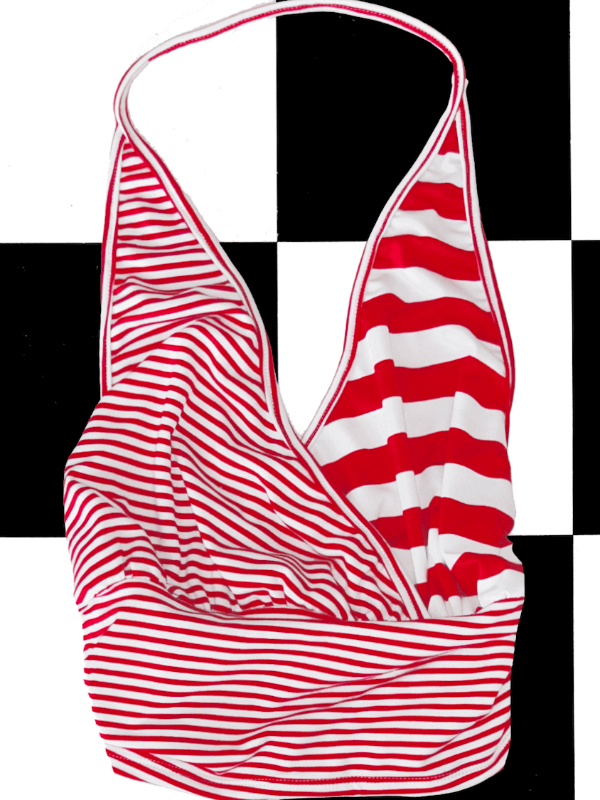o'mighty PLUNGE HALTER IN RED STRIPES