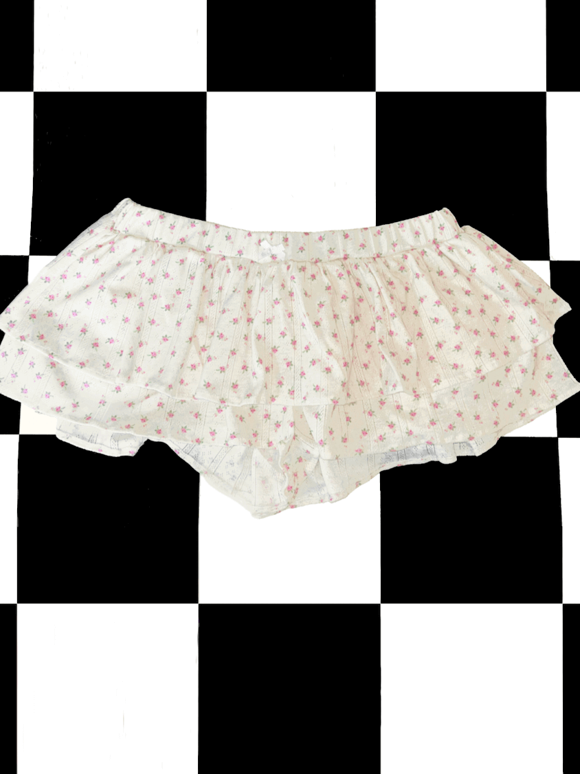 o'mighty POINTELLE TIER SKORT IN PINK FLORAL