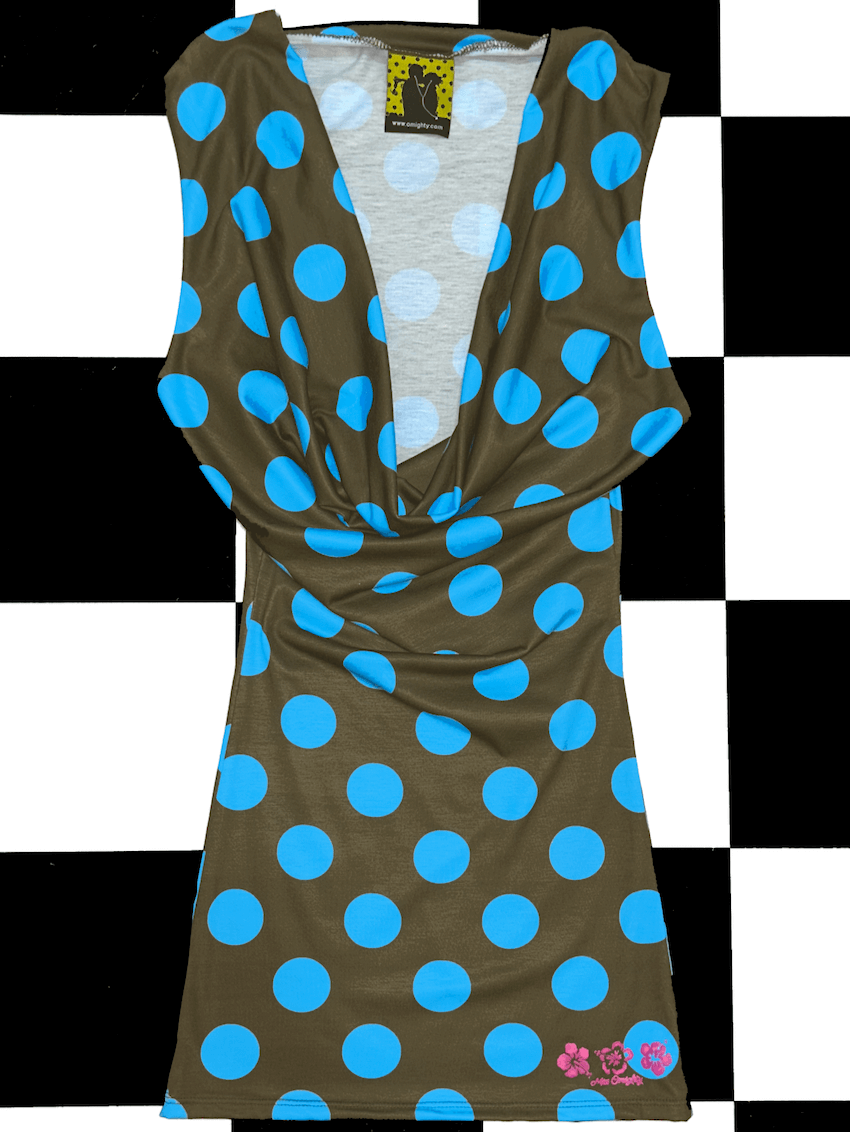 o'mighty POLKA COWL NECK DRESS IN MOCHA