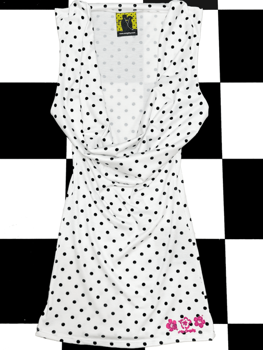 o'mighty POLKA COWL NECK DRESS IN WHITE