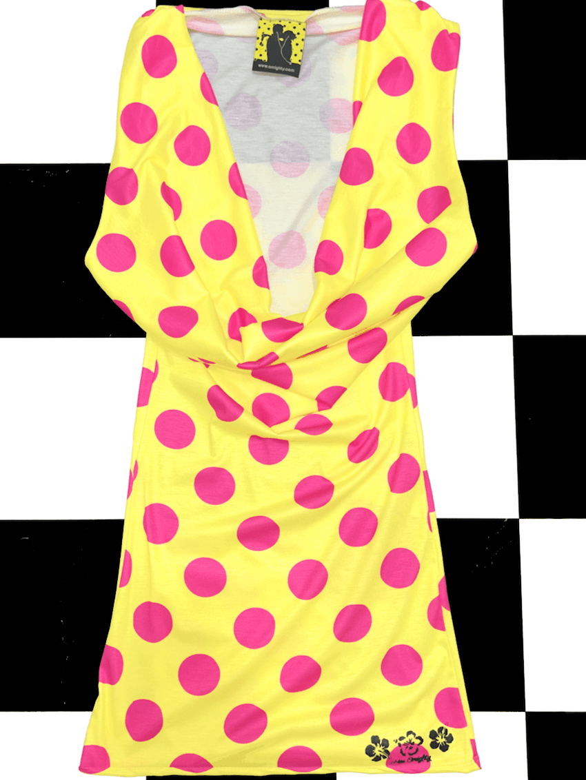 o'mighty POLKA COWL NECK DRESS IN YELLOW