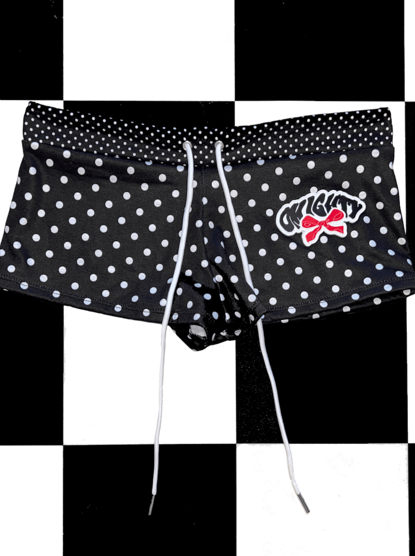o'mighty RIBBON BOY SHORT IN BLACK POLKA