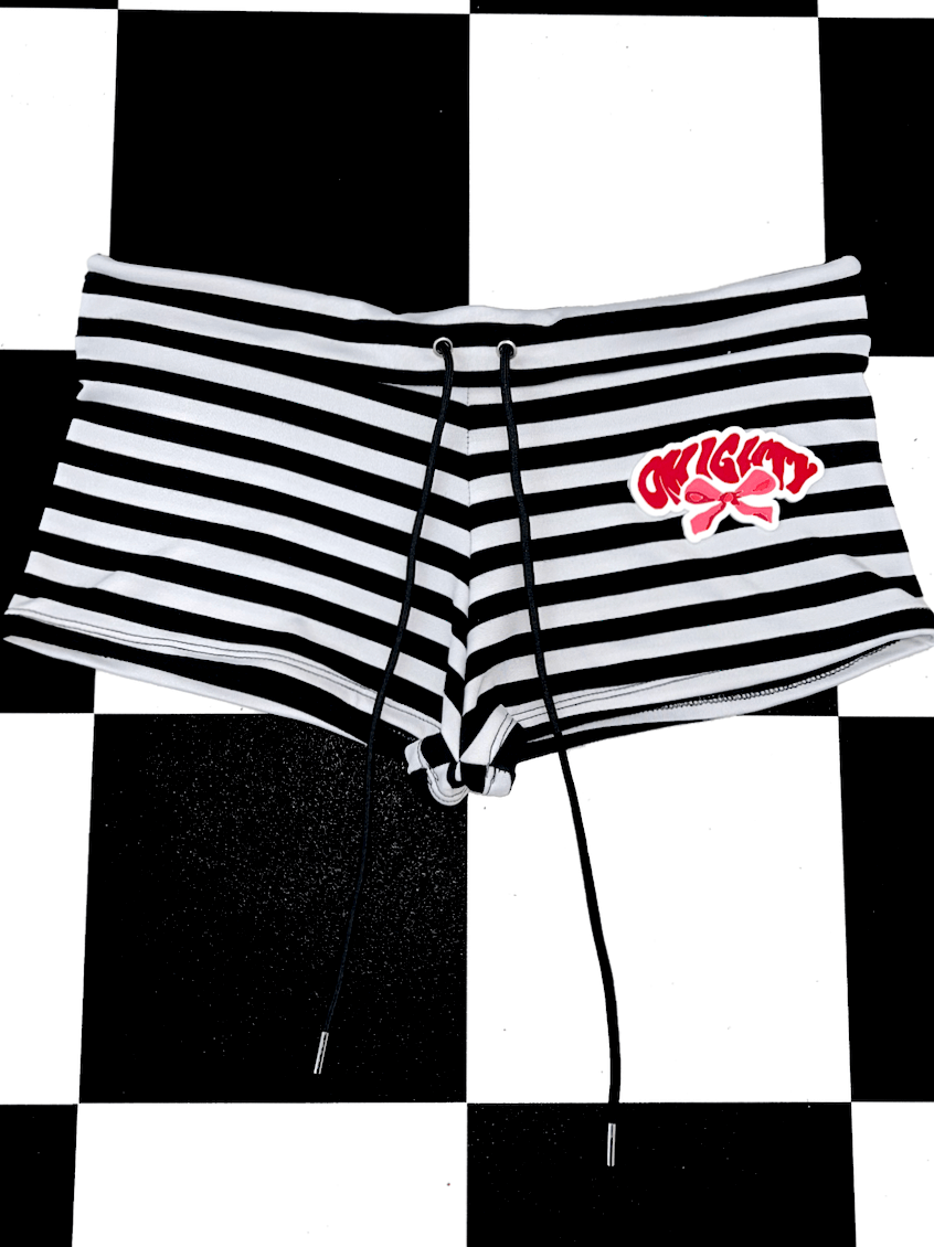o'mighty RIBBON BOY SHORT IN BLACK STRIPES
