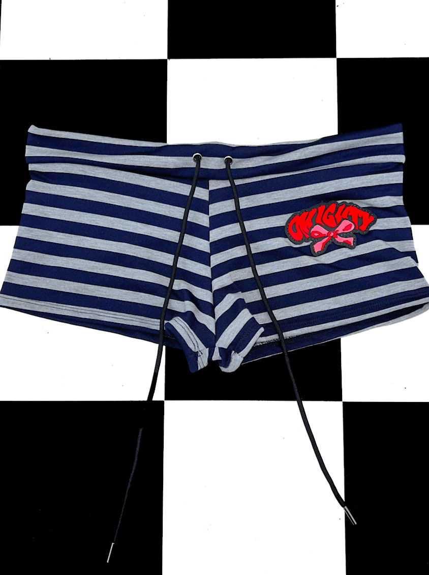 o'mighty RIBBON BOY SHORT IN GREY STRIPES
