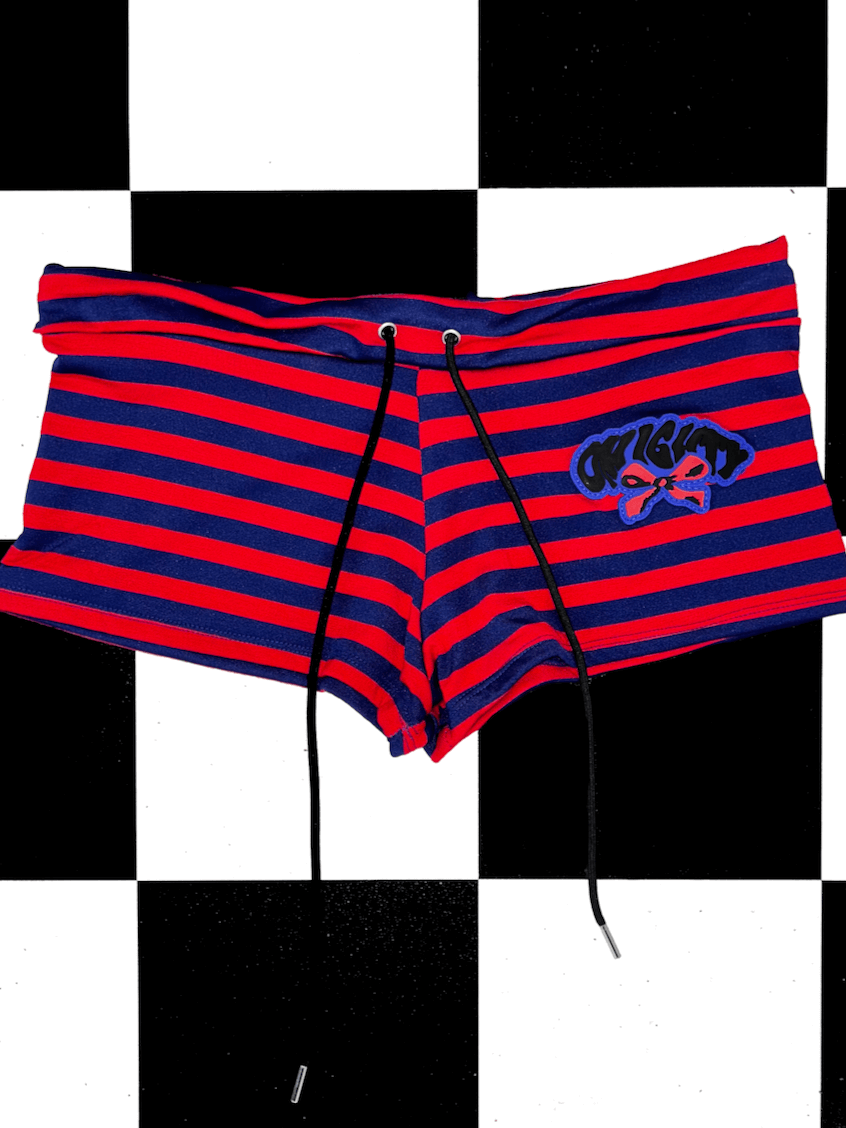 o'mighty RIBBON BOY SHORT IN RED STRIPES
