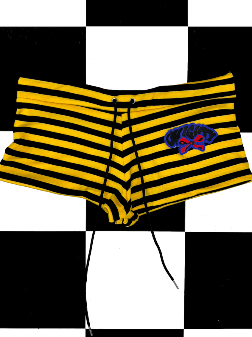o'mighty RIBBON BOY SHORT IN YELLOW STRIPES