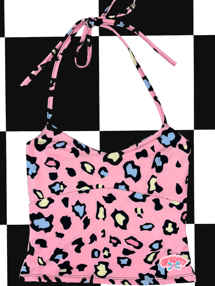 o'mighty RIBBON HALTER IN BARBIE LEOPARD