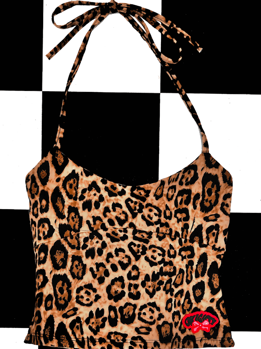o'mighty RIBBON HALTER IN BIG LEOPARD