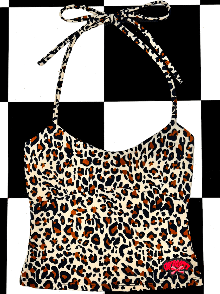 o'mighty RIBBON HALTER IN CHEETAH