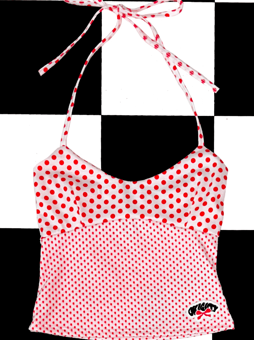 o'mighty RIBBON HALTER IN CHERRY POLKA