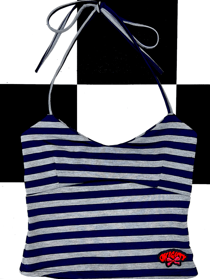 o'mighty RIBBON HALTER IN GREY STRIPES
